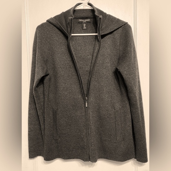 Cynthia Rowley Charcoal Gray Grey Knit Full Zip Hooded Cardigan Sweater Jacket S - Picture 9 of 16
